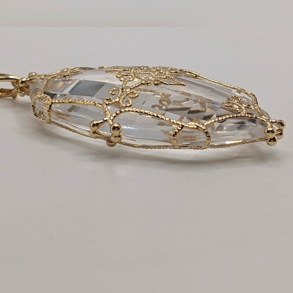 Sold💗14k Yellow Gold Crystal Quartz Gemstone Large Enhancer/Pendant - Picture 8 of 13